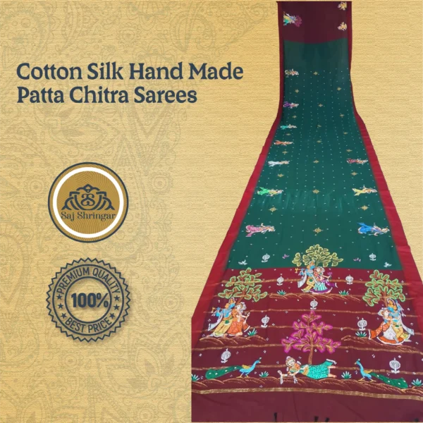 Cotton Silk Hand Made Patta Chitra Sarees