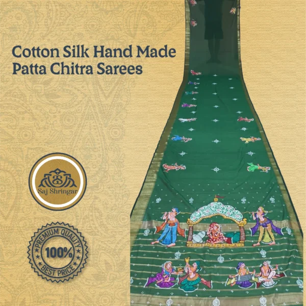 Cotton Silk Hand Made Patta Chitra Sarees