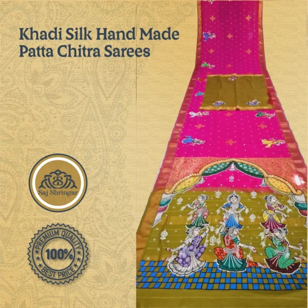 Khadi Silk Hand Made Patta Chitra Sarees