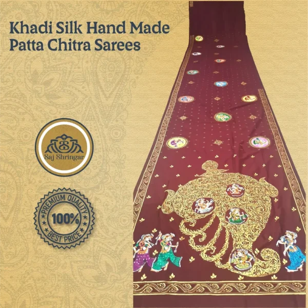 Khadi Silk Hand Made Patta Chitra Sarees 