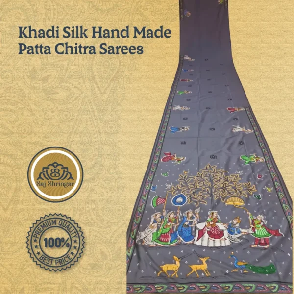 Khadi Silk Hand Made Patta Chitra Sarees 