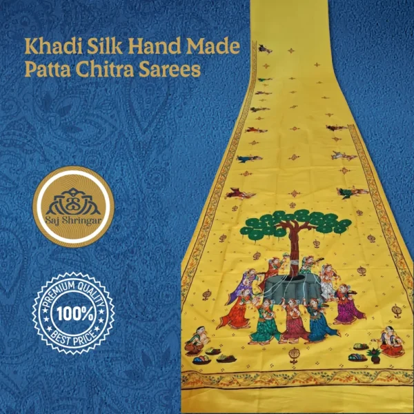 Khadi Silk Hand Made Patta Chitra Sarees 
