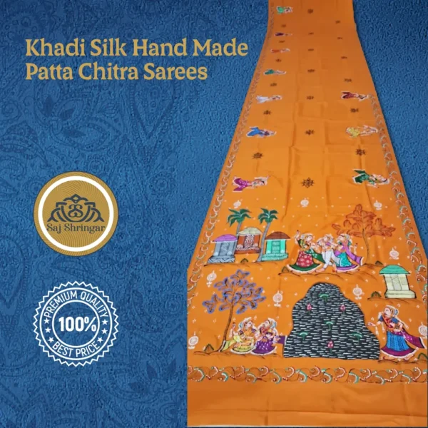 Khadi Silk Hand Made Patta Chitra Sarees 