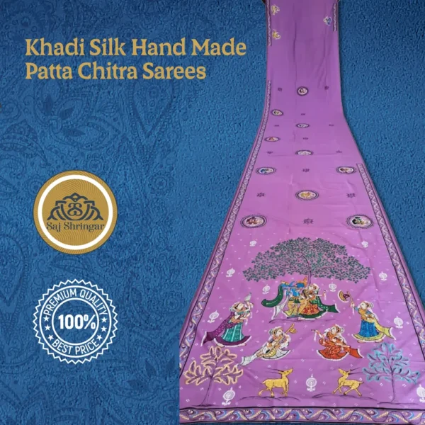 Khadi Silk Hand Made Patta Chitra Sarees 