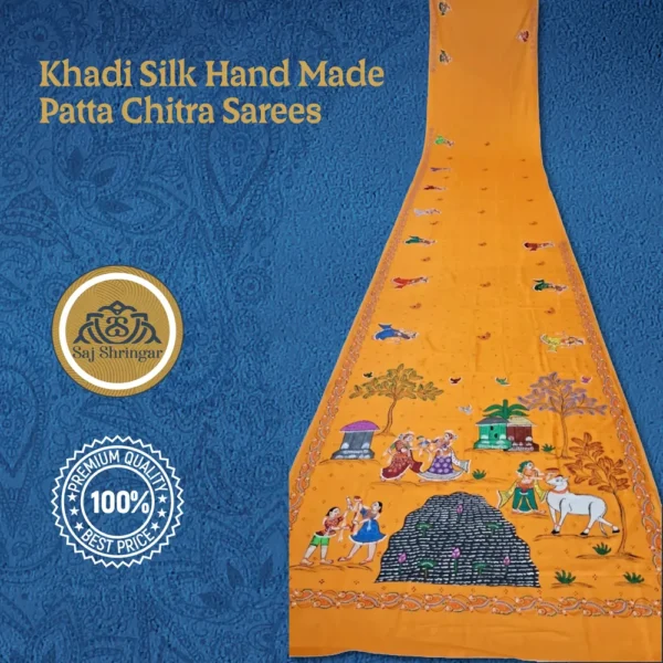 Khadi Silk Hand Made Patta Chitra Sarees 
