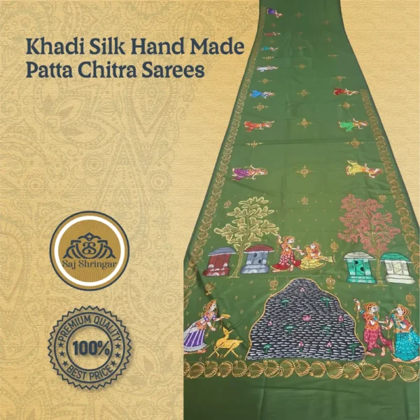 Khadi Silk Hand Made Patta Chitra Sarees 