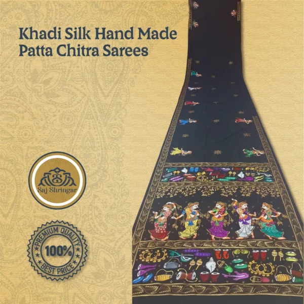 Khadi Silk Hand Made Patta Chitra Sarees 