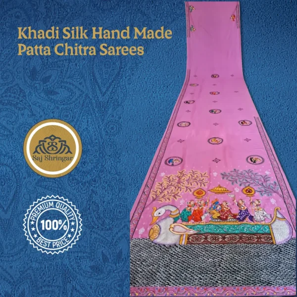 Khadi Silk Hand Made Patta Chitra Sarees 