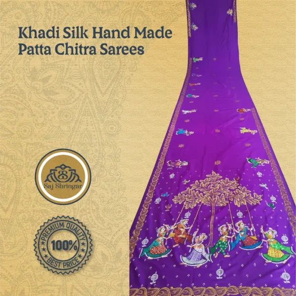 Khadi Silk Hand Made Patta Chitra Sarees 