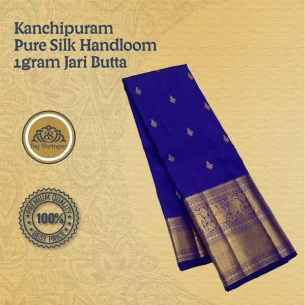 Kanchipuram Pure Silk Handloom 1gram Jari Butta